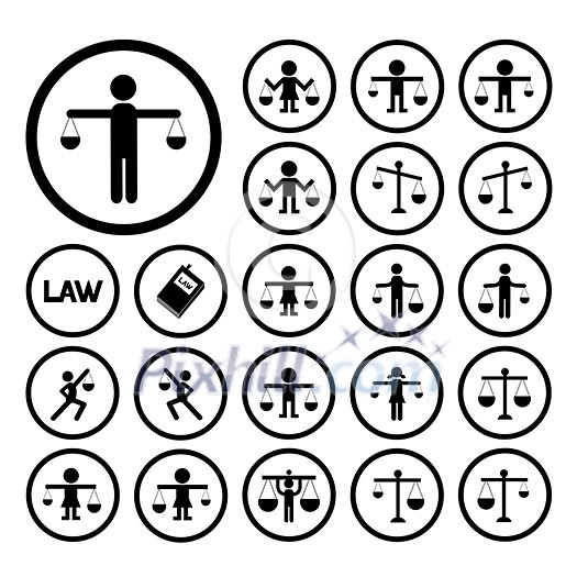 scales justice icon vector set 