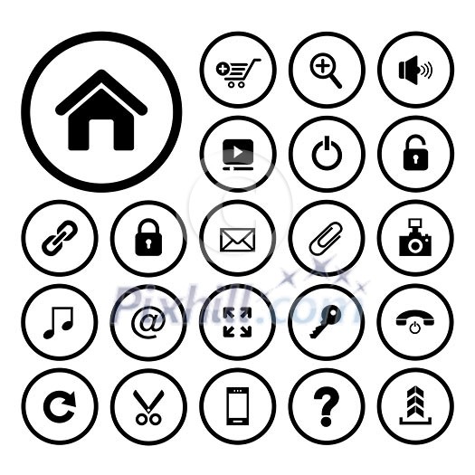 home and technology vector icon set for website  