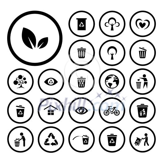 recycle and environment vector icon set 