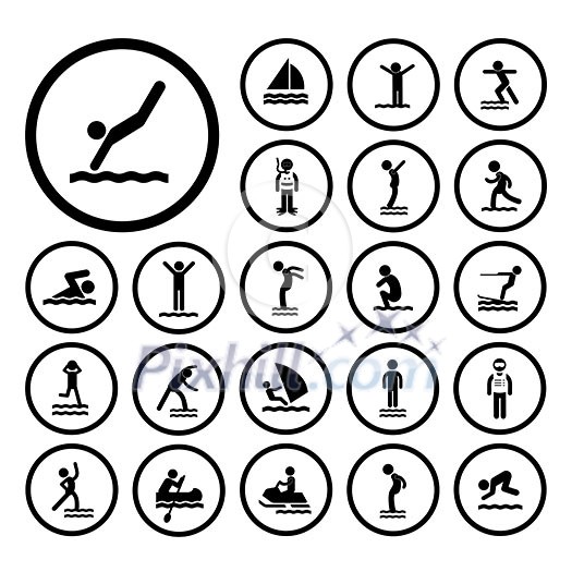 water sport vector icon set 