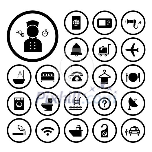 vector basic icon set for hotel and travel  