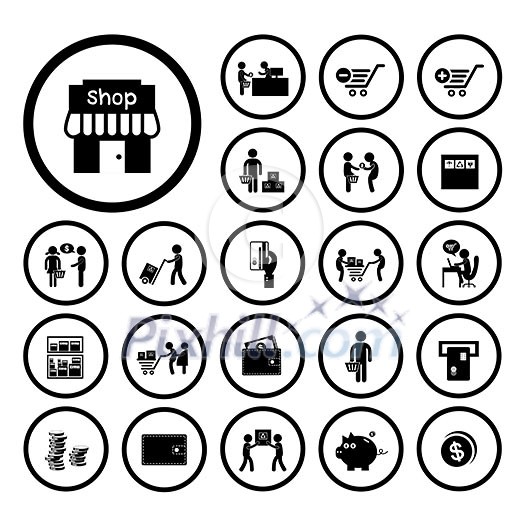 shopping and delivery icon set 