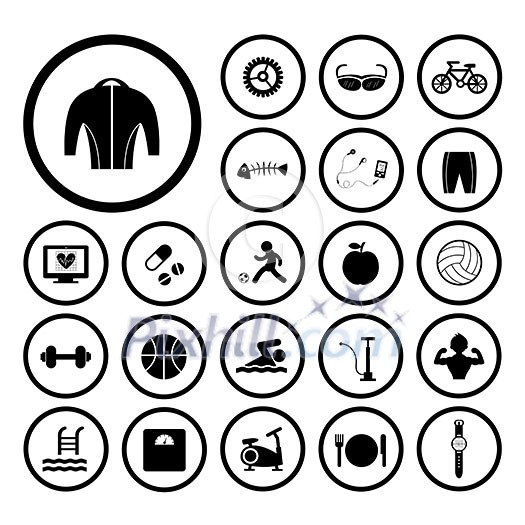 sports and healthy vector icons set sports and healthy vector icons set