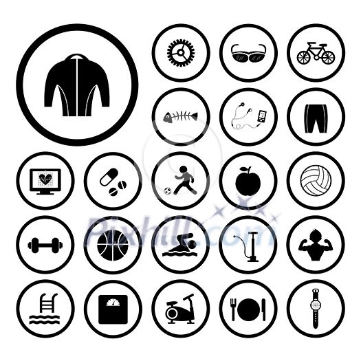 sports and healthy vector icons set 