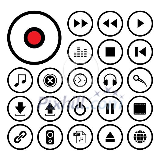 music button  icon set for media  
