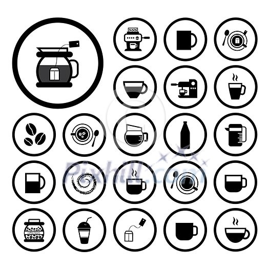 cup and coffee vector icon set  