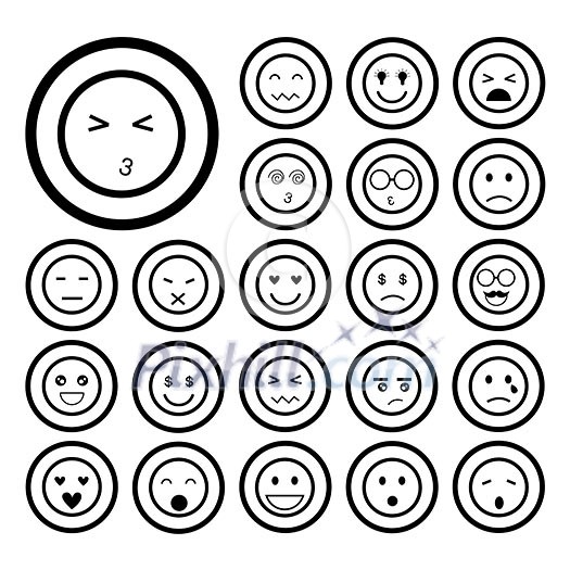 faces emoticon icons cartoon set 