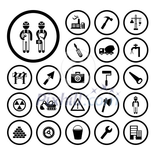 construction team vector icon set  