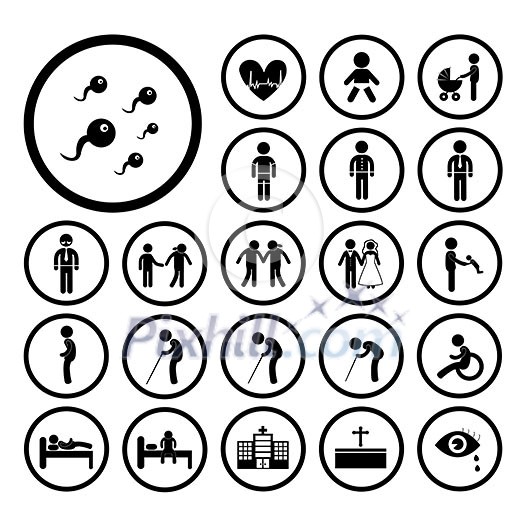 vector basic icon set for human life 