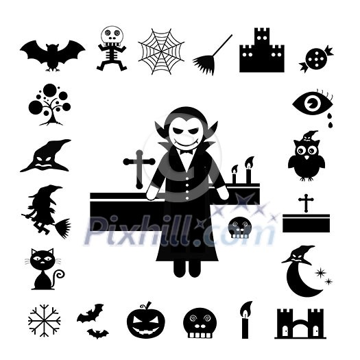 vector halloween icon set on white background vector halloween icon set on white background