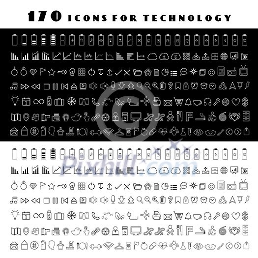 line technology vector icon set  