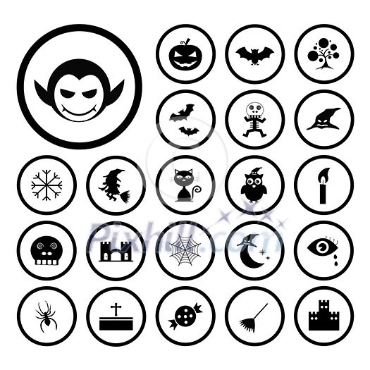 vector halloween icon set on white background 