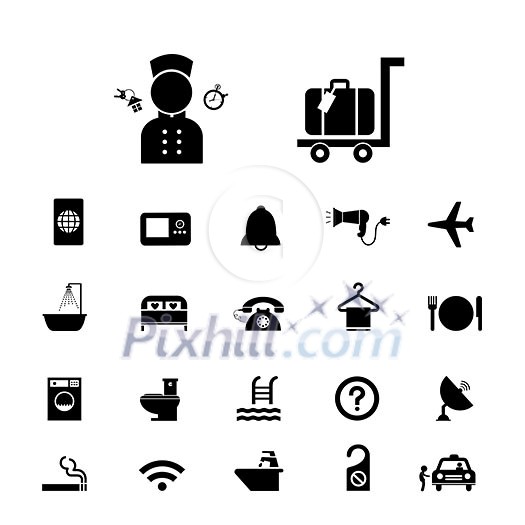 vector basic icon set for hotel and travel  
