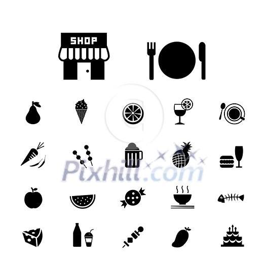 food and drink vector icon set  