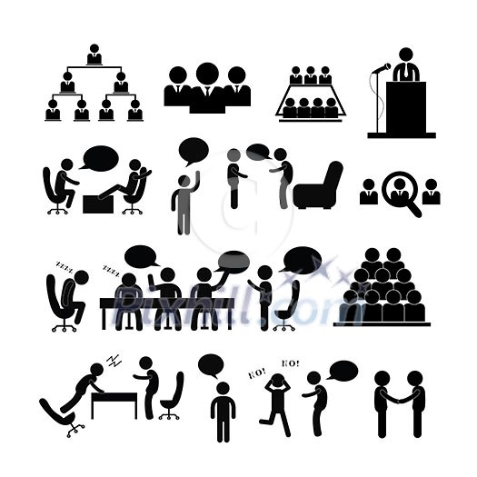 meeting and talking symbol on white background  