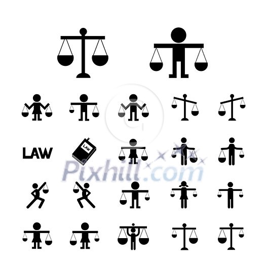 scales justice icon vector set 