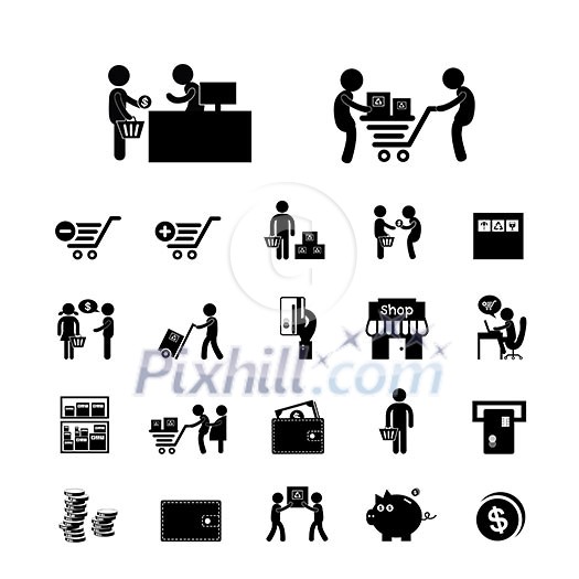 shopping and delivery icon set shopping and delivery icon set