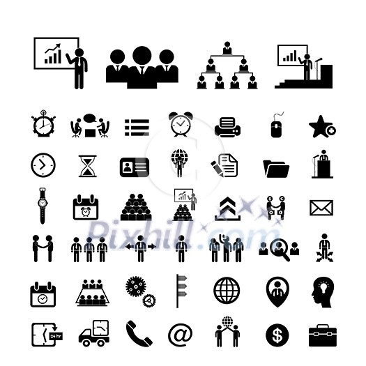 Business teamwork icon set on white background 