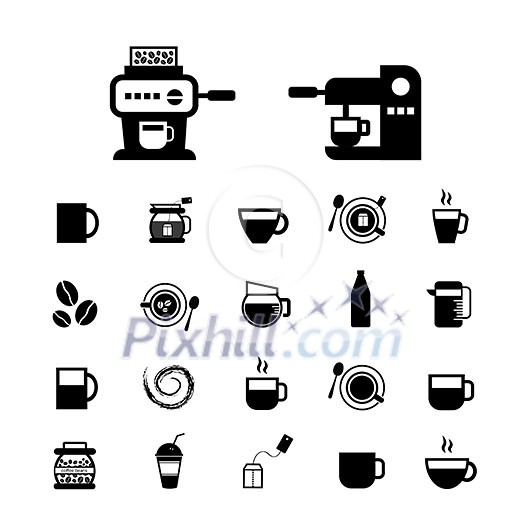 cup and coffee vector icon set 