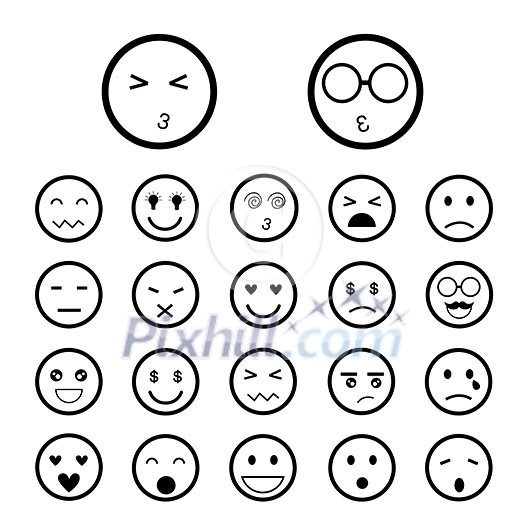 faces emoticon icons cartoon set   
