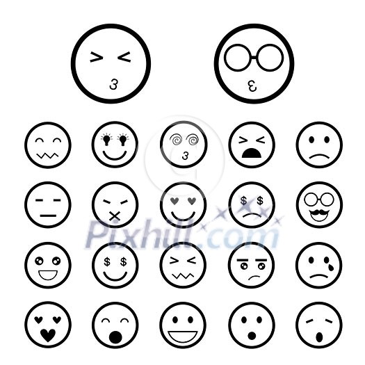 faces emoticon icons cartoon set faces emoticon icons cartoon set