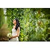 Gorgeous bride on her wedding day (color toned image; shallow DOF)