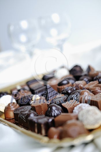 luxury and sweet praline and chocolate decoration