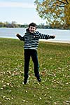 happy boy  jumping in the park, joy, emotion