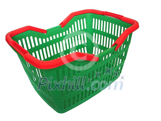 green shopping cart isolated on white background