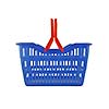 blue shopping basket on white background