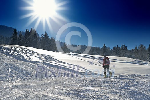 happy  ski people at mountaint  on winter have fun on snow sports