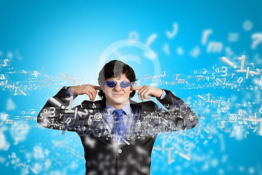 Image of businessman stopping his ears. Long working hours Image of businessman stopping his ears. Long working hours