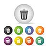 vector bin button icon set 