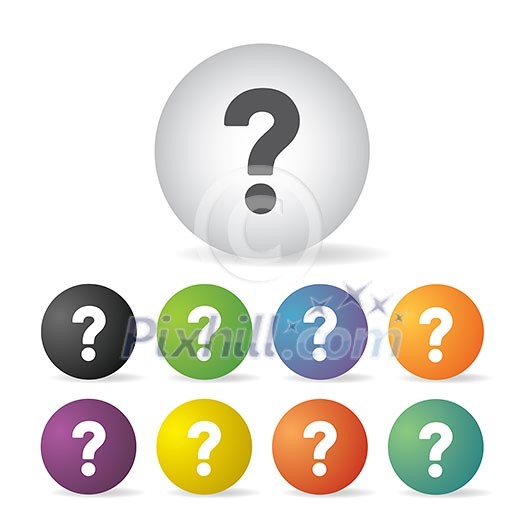 vector question mark button icon set  