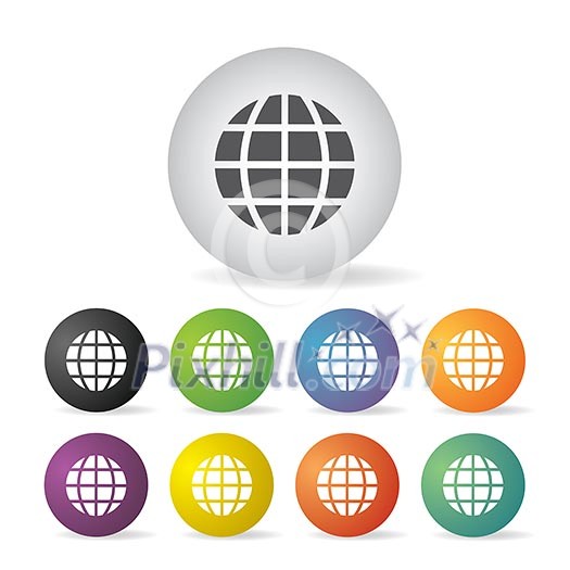 vector globe earth  button icon set  