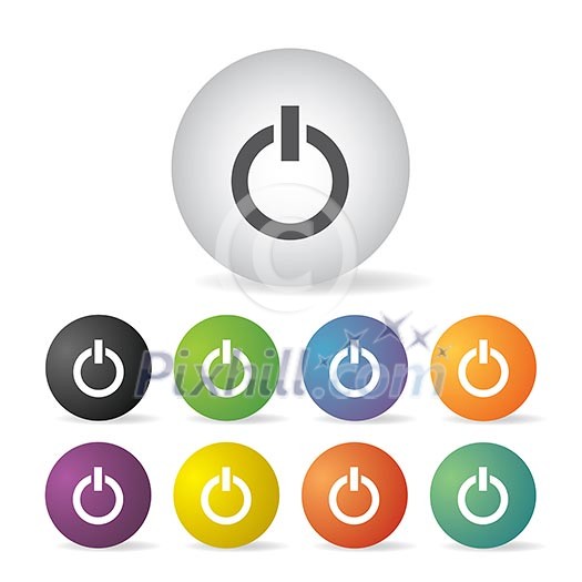 power switch off  button icon set  