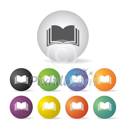 vector book  button icon set  