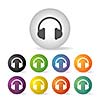 vector headphones  button icon set  