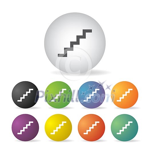 vector staircase button icon set vector staircase button icon set