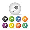 capsule medicine button icon set  