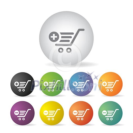 cart shopping  button icon set  