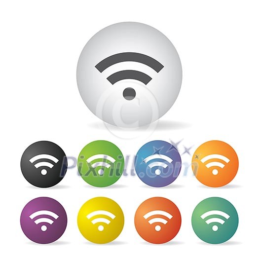 wireless  symbol  button icon set  