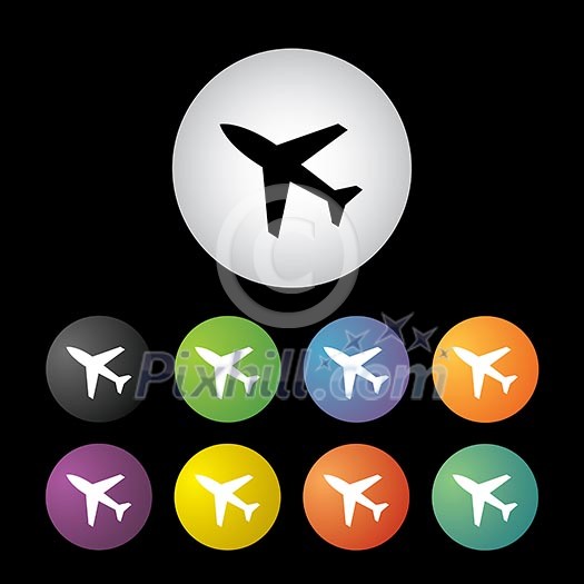 vector airplane button icon set  