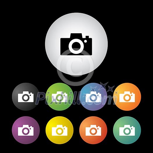 vector camera button icon set  