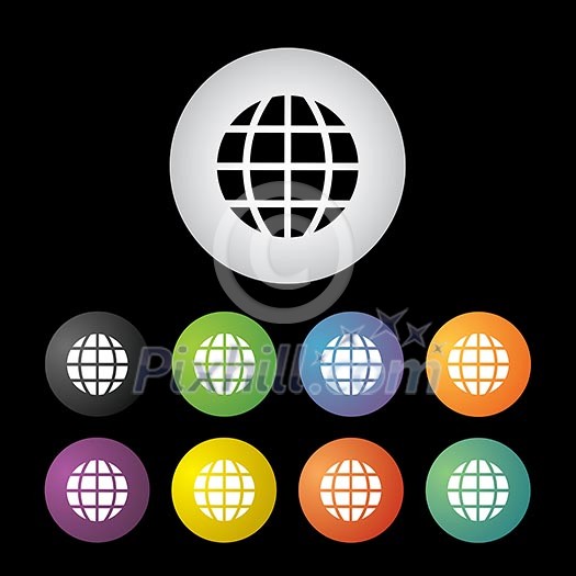 vector globe earth  button icon set  