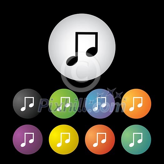 vector music button icon set  