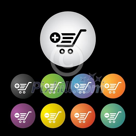 cart shopping  button icon set  