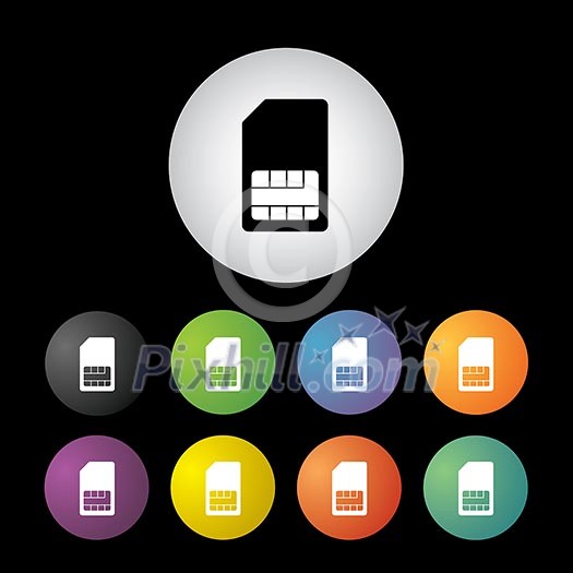 sim card  symbol  button set  