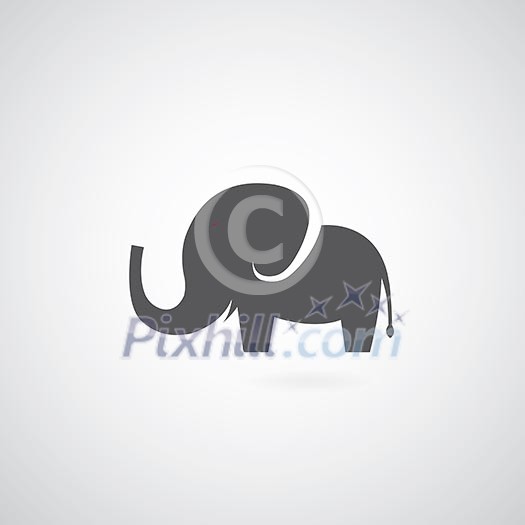 Elephant symbol on gray background Elephant symbol on gray background