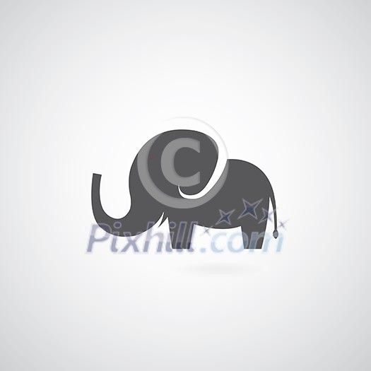 Elephant symbol on gray background 